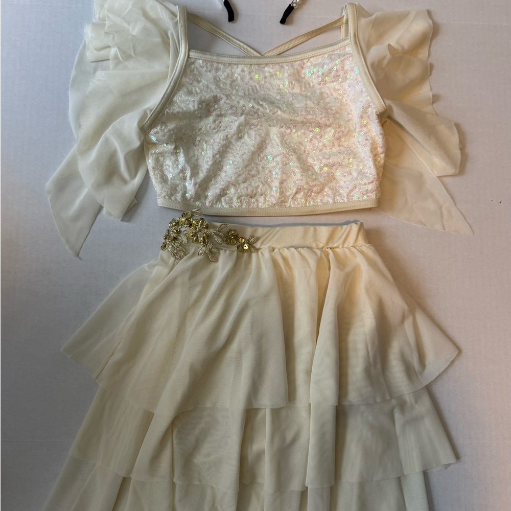 Weissman Cream Sequin Dance Costume Set